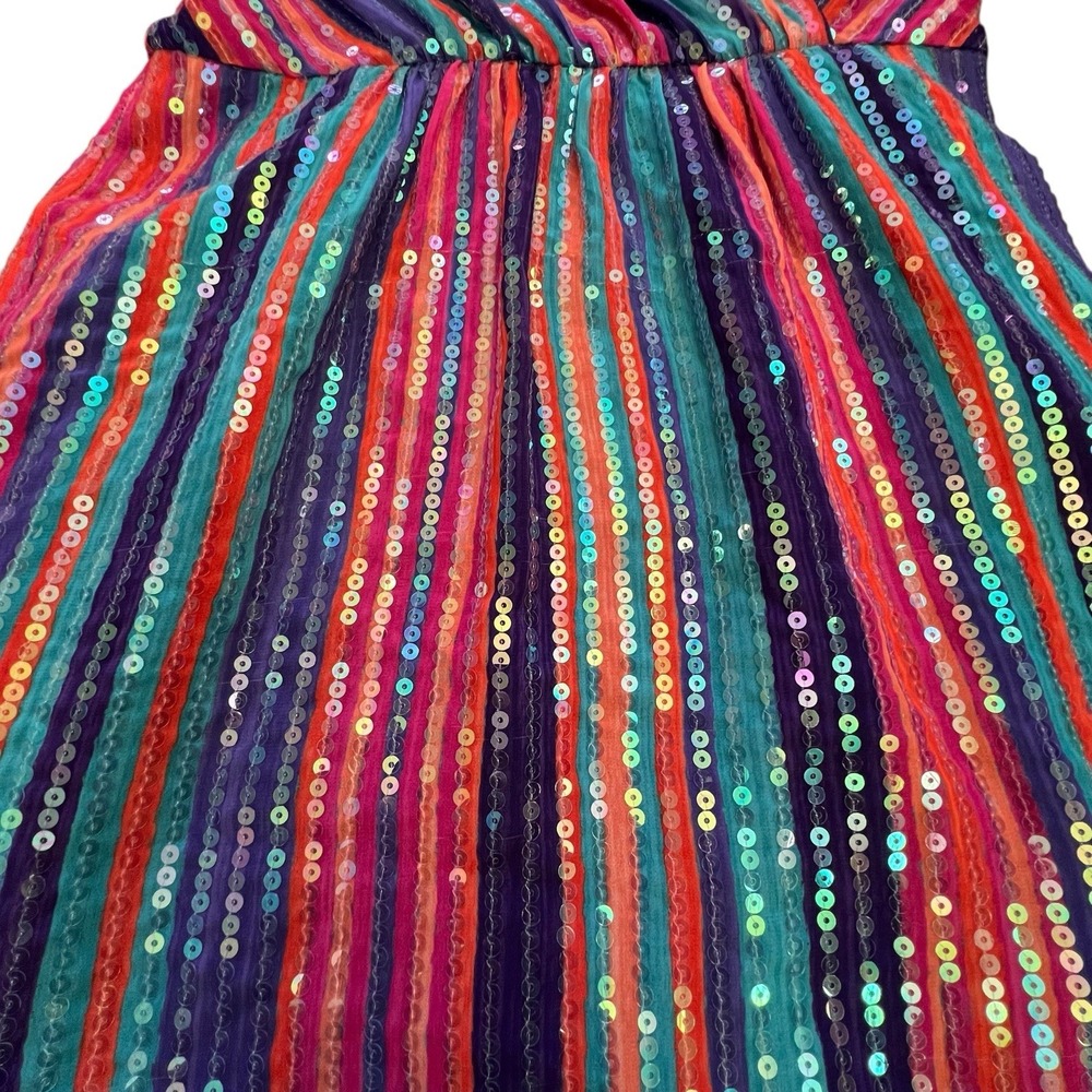 Trina Turk Dress  2 4 Multicolored Sequin Mini Cocktail Party Striped Lined READ - Picture 6 of 12